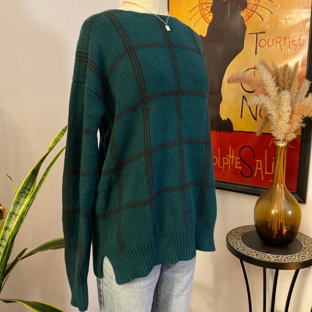 Teal Plaid Women's Sweater